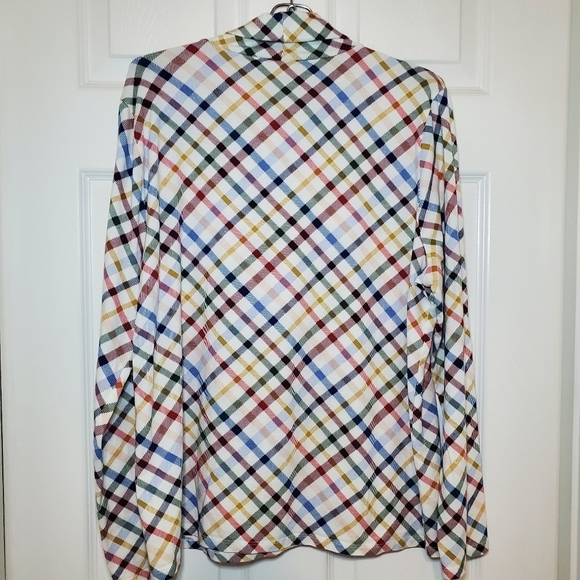 Talbots Woman Cream Multicolor Plaid Turtle Neck Top Blouse Sz XL - Picture 5 of 10